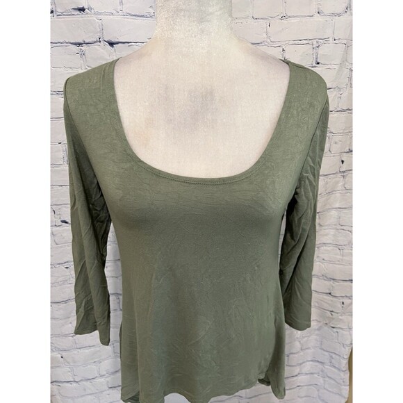 LOGO Lori Goldstein Womens Olive Green Long Sleeve Hi-low Tunic Top Size XS - Picture 2 of 6